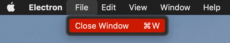 แถบเมนู Excalidraw Desktop ใน macOS ที่มีการเลือกรายการเมนู "ไฟล์" "ปิดหน้าต่าง"